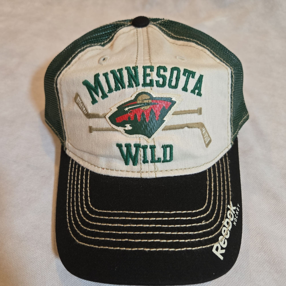 Reebok Green and Black Minnesota Wild Hat Adjustable Trucker Hat Cap